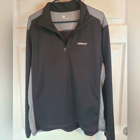 (1277) The Gap Men's Classic Long Sleeve Warm-Up Jacket, Large, Black & Grey - Picture 1 of 12
